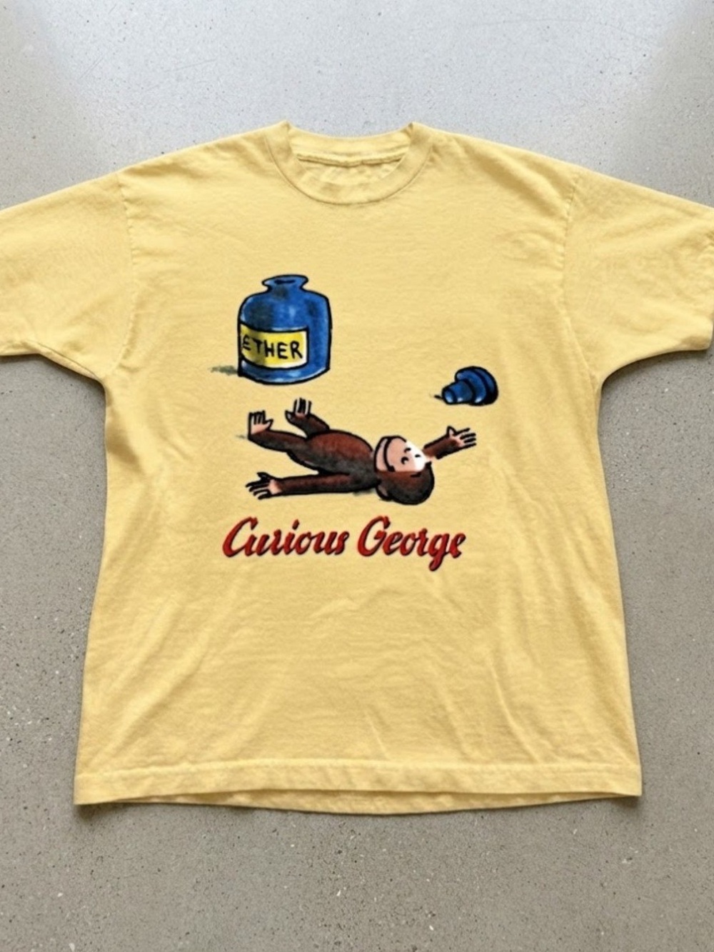 Funny Curious Monkey Graphic Tee Gildan T-Shirt Yellow Casual Top